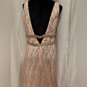 Elizabeth K by GLS Gold Lace Backless Dress